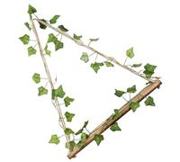 VICASKY Mensola Sospesa in Legno Decorazione di Edera Artificiale Luminosa Led, Ornamento da Parete Rustico per Casa, Ufficio e Balcone, Supporto Decorativo Creativo per Cameretta e