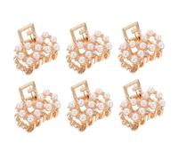 VICASKY Mini Fermagli per Chioma Perle 6 Pezzi Clip ad Artiglio Piccole Accessori per Chioma da Donna Leggeri Portatili per Acconciature Quotidiane e Cura del Viso