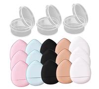 VICASKY Mini Piumino Da Cipria Per Trucco 15 Pezzi, Spugna Per Fondotinta Viso Resistente e Lavabile, Accessori Make up Per Donne, Uso Creme, Cushion e Polveri, Astucci Porta Puff Compact