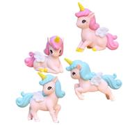 VICASKY Mini Unicorno 4 Pezzi per Micro Paesaggio Decorazioni per Torte e Tavolo Modelli Cartone Animato Facile da Decorare Resistente alle Intemperie