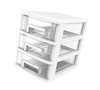 VICASKY Organizer Per Cosmetici e Cassetti in Plastica, Mobiletto Portaoggetti Trasparente e Bianco a 3 Strati, Portaoggetti Da Scrivania Multifunzionale Per Ufficio e Studio