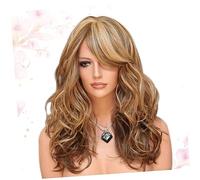 VICASKY Parrucca lunga riccia per donna marrone scuro con flaxen fibra chimica parrucca per capelli per le donne per tutti i giorni e occasioni speciali