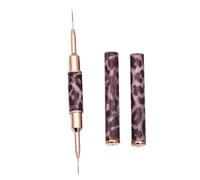 VICASKY Penna per nail art double face, con motivo leopardato, gel per scrubber, spazzola per unghie per manicure, nail art, pinzette per nail art