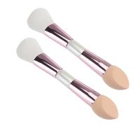 VICASKY Pennello Trucco Doppia Testa 2 Pezzi Pennello Fondotinta e Fard Compatto Portatile Strumento Cosmetico Multifunzionale per Trucco Quotidiano e Professionale