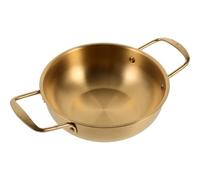 VICASKY Pentola Ramen Acciaio Inossidabile Doppia Maniglia per Cucina Domestica Compatibile Gas e Induzione Resistente e Facile da Pulire Pentola per Zuppe e Noodle Coreana Colore Oro