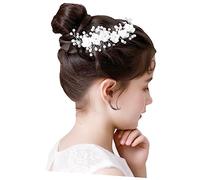 VICASKY Pettine per capelli da sposa con perle e foglie, elegante accessorio per capelli per matrimonio Pettine per capelli da sposa per occasioni festive, elegante copricapo con rose bianche e