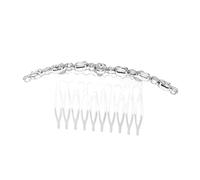 VICASKY Pettine per Capelli Ovale in Metallo con Strass Creativo Accessorio Elegante per Acconciature da Donna Argento Resistente e Raffinato