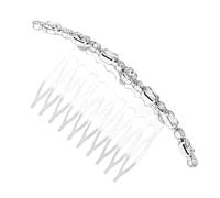 VICASKY Pettine per Chioma in Lega Strass Argentati, Accessorio Elegante e Delicato per Feste e Fidanzamenti, Design Ovale Unico e Raffinato