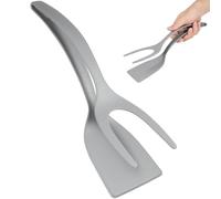 VICASKY Pinza Spatola da Cucina 2 in 1, PP Argento per Griglia | Barbecue e Pancetta, Presa Stabile e Ribaltamento a Distanza, Stile Moderno per Cucina e Piastra