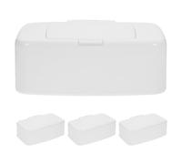 VICASKY Porta Salviette Umidificate con Coperchio 4 Pezzi, Dispenser Plastica Riutilizzabile per Ragazzo Ragazza, Contenitore Portatile Antiscivolo per Scrivania e Viaggio, Accesso Rapido