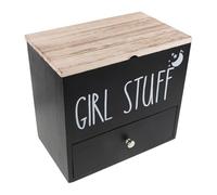VICASKY Portaassorbenti in Legno con Coperchio e Chiusura di Sicurezza, Organizer Compatto per Bagno con Ampio Spazio, Contenitore Femminile Nero per Prodotti Igienici e Cotton Fioc