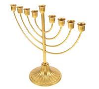 VICASKY Portacandele Menorah per Hanukkah Portacandele per Feste in Oro LED Decora Il Candeliere in Stile Villaggio Centrotavola per Tavoli Portacandele in Ferro Battuto Dorato A