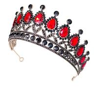 VICASKY Promkrone Vintage diademi barocco corona nera festa corona regina strass per donna corona nuziale corona di strass per sposa in lega di zinco rosso