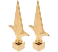 VICASKY Puntale Decorativo per Pennone da Giardino 2 Pezzi, Punta Quadrata in Acciaio Inox Dorato per Recinzioni Esterne, Ricambio Resistente per Asta Portabandiera Installazione Semplice