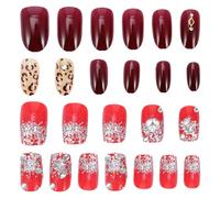 VICASKY Punte autoadesive per unghie di Natale con copertura completa per unghie artificiali decorative per manicure e fai da te per occasioni festive e speciali