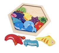 VICASKY Puzzle Animali in Legno Portatile Educativo Sicuro e Durevole Puzzle Geometriche Animali Marini Sviluppo Coordinazione Mano Occhio e Abilità Motorie