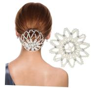 VICASKY Rete per capelli elastica fatta a mano con perline all'uncinetto Snood per panini e spettacoli di danza bianca