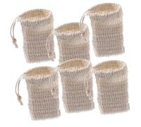 VICASKY Sacchetti di Detergente di Ramia 6 Pezzi, Sacchetto Salvasapone a Maglia Cordino, Borsa Portasapone Portatile per Doccia e Viaggi, Accessorio Esfoliante Naturale per Detergente