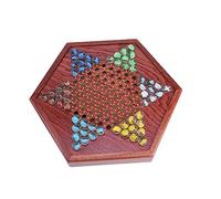 VICASKY Scacchiera in Legno Per Gioco Cinese Set Di Gioco Tradizionale Con Cassetto e Biglie Di Vetro Per Famiglie e Strategia