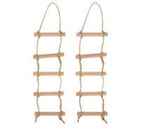 VICASKY Scala di Corda in Legno e Canapa per Casa delle Bambole 2 Pezzi, Scala Sospesa Compatta per Mobili da Camera da Letto in Miniatura, Accessori per Micro Paesaggi e Ambienti Fatati,