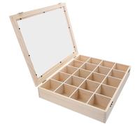 VICASKY Scatola Espositore in Legno per Collezioni di Minerali e Cristalli Organizer Protettivo Scomparti con Coperchio per Gemme Rocce e Uso Didattico