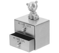 VICASKY Scatola Porta Dentini in Metallo con Cassetto Organizer Compatto per Primo Dente e Ricciolo Custodia Sicura e Portatile per Ricordi di Design Elegante per Cameretta