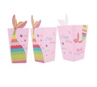 VICASKY Scatole per Popcorn e Porta Caramelle Portatili Motivo Sirena, Contenitori Leggeri e Creativi per Feste, Set da 24 Pezzi per Dolci e Snack Estivi