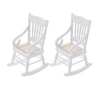 VICASKY Sedia in miniatura per casa delle bambole, 2 pezzi, sedia a dondolo in legno, mini sedia da spiaggia, torta nuziale, mini accessori per la casa dei bambini