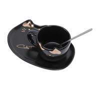 VICASKY Set 1 Tazza da Caffè e Piattino in Ceramica Stile Nordico Motivo Gatto Tazza da Acqua Creativa senza Perdite Resistente e Multiuso per Casa e Ufficio