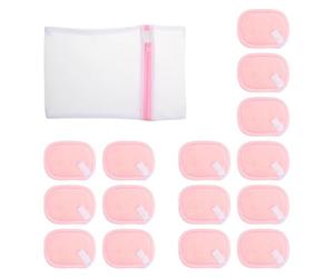 VICASKY Set 15 Panni Viso Doppio Strato Riutilizzabili Rosa con Sacchetto Lavaggio, Dischetti Detergenti Morbidi per Pelle Sensibile, Asciugamani Portatili per Trucco e Cura Quotidiana