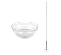 VICASKY Set 2 Pennelli Viso a Ventaglio e Ciotola in Vetro Con Manico Ergonomico Per Maschere, Sieri e Lozioni, Applicatori Professionali Per Uso Domestico e Spa, Setole in Nylon Resistenti