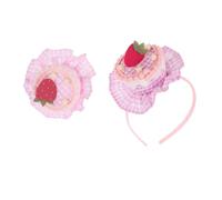 VICASKY Set 2 Pezzi Fermagli per Chioma da Bambina Compleanno, Clip a Forma di Torta Rosa Cerchietto Largo, Accessori Festa e Festival, Copricapo Decorativo Leggeri e Confortevoli