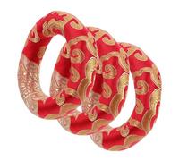 VICASKY Set 3 Pezzi Cuscini Circolari per Ciotole Sonore Tibetane di Cotone Rosso, Design Vintage, Pratici per Fissare e Usare le Campane da Meditazione