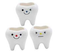 VICASKY Set 3 Vasi Per Piante Grasse in Ceramica a Forma Di Denti, Piccoli Vasi Creativi Per Interni, Decorazione Ufficio Casa Balcone, Fioriere Per Bonsai e Piante Miniatura