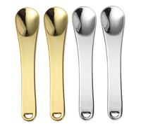 VICASKY Set 4 Cucchiai Per Crema Da Trucco in Lega Di Zinco Da 6cm, Strumenti Scoop Per Applicazione Cosmetica, Mini Cucchiai Per Panna e Rossetto, Per Donne e Ragazze