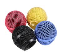 VICASKY Set 4 Pezzi Griglia Microfono Testa Sferica Colorata Copertura Rete Sostituzione per Microfono per Uso Musicale e Professionale