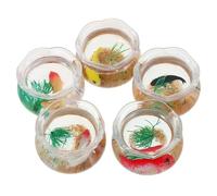 VICASKY Set 5 Mini Bocce per Pesci Rossi in Plastica Trasparente Boccia Rotonda Realistica per Casa delle Bambole Accessori Decorativi per Acquario in Miniatura e Paesaggi Acquatici