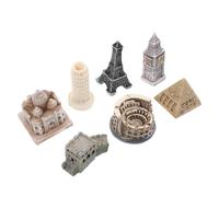 VICASKY Set 7 Pezzi Miniature Architetture Famose in Resina - Sculture Decorative Big Ben, Torre Eiffel, Colosseo - Decorazione Casa e Ufficio, Regalo per Ambienti Interni