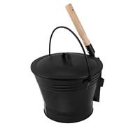 VICASKY Set Attrezzi per Caminetto con Secchio per Cenere Calda in Metallo Ignifugo e Pala Ergonomica, Contenitore con Coperchio Ermetico per Stufa a Legna, Utensili per Pulizia Sicura