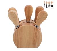 VICASKY Set Coltelli per Formaggio in Acciaio Inox con Manico in Legno di Quercia Utensili per Salumi e Formaggi con Spalmaburro per Pasticceria Accessori da Cucina per Affettare e