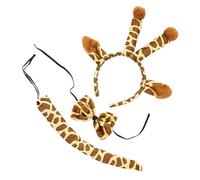 VICASKY Set Cosplay Costume da Animale Giraffa per Cerchietto Orecchie Coda e Fiocco Decorativo per Feste di Compleanno e Halloween