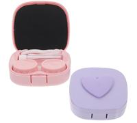 VICASKY Set da 2 Contenitori per Lenti a Contatto Tascabili, Custodia Portatile di Perdite Specchio, Design Compatto per Viaggi e Uso Esterno, Colore Viola e Rosa