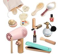 VICASKY Set da Gioco per Trucco in Legno per Bambina Kit Trucco Finto Accessori Salone di Bellezza delle Ragazze per Giri di Ruolo Sviluppo Creativo