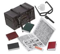 VICASKY Set di 1 valigetta in miniatura in legno vintage accessori da viaggio per casa delle bambole, portaspazzolino dentifricio per decorazioni creative, per cameretta dei bambini o accessori per la