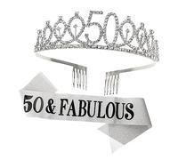 VICASKY Set Di 2 Corone Di Compleanno E Fascia Di Compleanno Decorazioni Per Matrimoni Di Compleanno E Cintura Di Galateo Corone Cintura Per Donne Tiara Per Il 50°