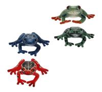 VICASKY Set di 4 statuette di animali per musei, modelli di rana, statuetta falsa, statuetta per bambini, in plastica