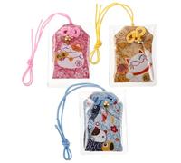 VICASKY - Set Di 6 Omamori Giapponesi Originali Per Amore e Fortuna - Amuleti Tradizionali Maneki Neko Per Soldi e Felicità Con Scritta in Inglese