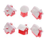VICASKY Set di 6 Pezzi Casa Da Neve Decorazione Set Resina Per Natale Splendido Modello Decorazioni Per Giardino E Festeggiamenti