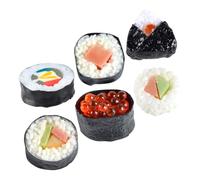 VICASKY Set di 6 Pezzi di Sushi Artificiale in PVC Resistente Simulazione Realistica di Onigiri e Pezzi Decorazione e Oggetti di Scena per Fotografia e Esposizione Cucina