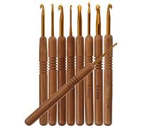 VICASKY Set di 9 ganci per maglioni, per lavori a maglia, in legno, per lavori a maglia, in legno, per lavori a maglia, per dreadlock, gancio per tessitura, manuale, supporto in bambù